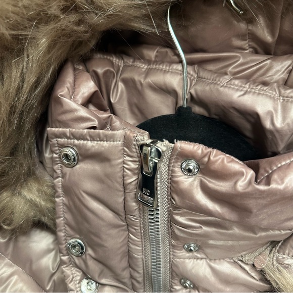 Kenneth Cole Taupe Puffer Coat with Faux Fur Hood - Picture 4 of 5